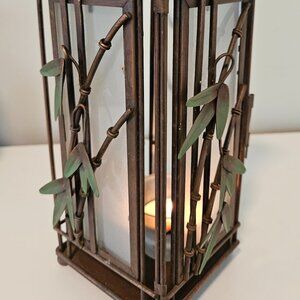 Traditional Japanese metal bamboo lantern (L5"xW5"xH9")